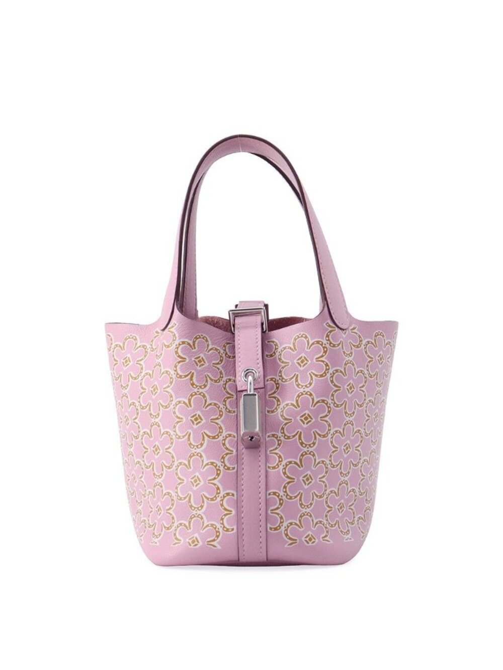 Hermes Picotin Lock Micro Lucky Daisy Mauve Sylvestre Cuible White Swift Handbag